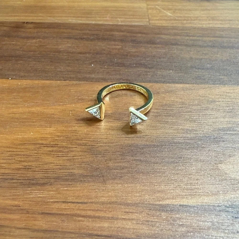 Vince Camuto Gold Tone Triangle Open Style Faux Cubic Zirconia Embellished Ring